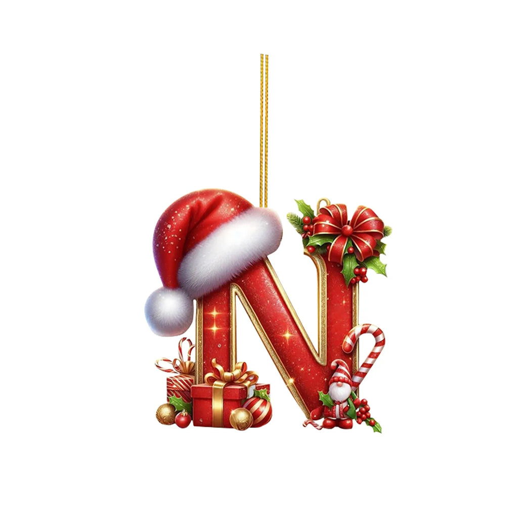 2D Home Decorations Ornaments 26 Letter Pendant For Christmas Tree Decor Christmas Ornaments Acrylic Flat Christmas Tree
