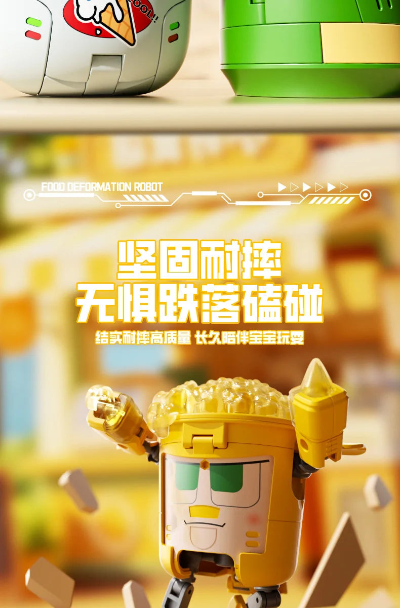 Kids Transformation Robot Toy Fun Simulation Food, Sandwich-making Mecha Robot Models Drink-shaped Free Transformation Robot Toy