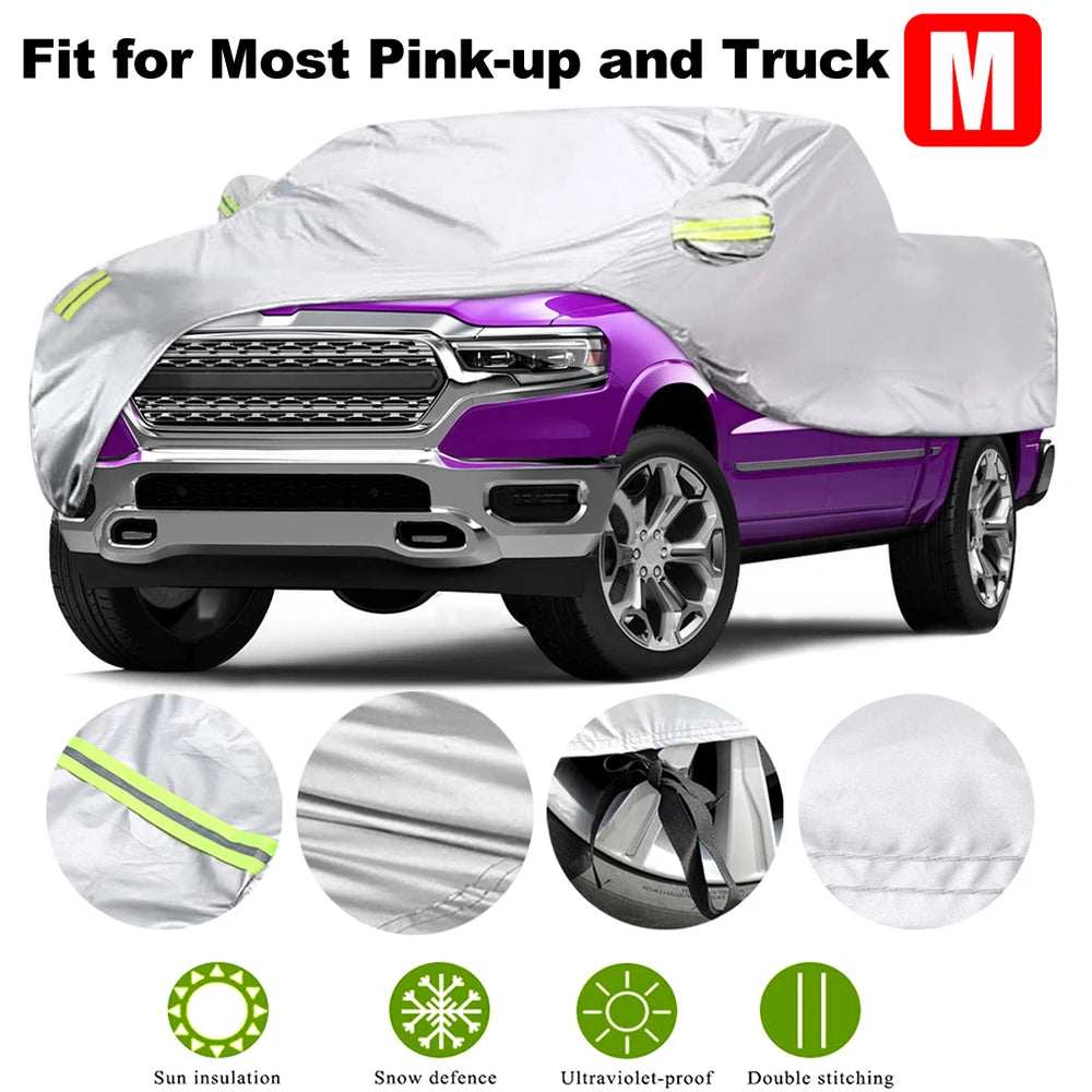 Truck Cover All Season Car Cover for Pickup Truck Against Dust Windproof UV Protection Car Cover w/ Fluorescent Reflective Strip