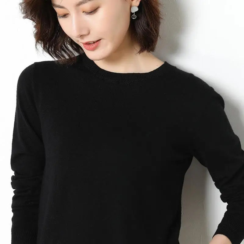 Women Sweaters 2026 O-neck Long Sleeve Autumn Winter Pullovers Fashion Korean Sweaters Bottoming Shirts Slim Knitwear Jumpers