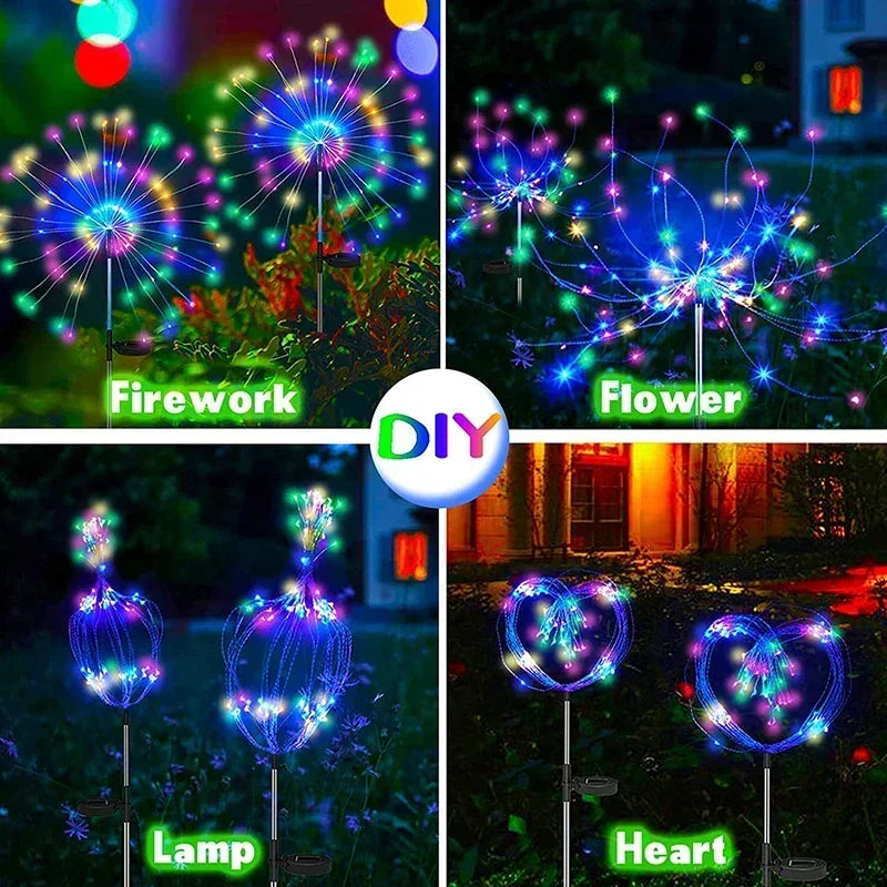 90/120LEDs Solar Garden Lights Solar Firework Lights Solar Lights Outdoor for Pathway Party Wedding Decorative Christmas