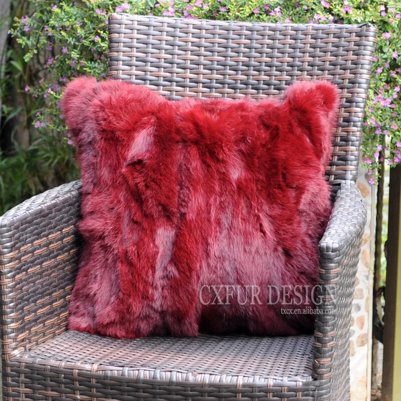 Soft and Warm Real Rabbit Fur Patchwork Pillow Case, Free Shipping, CX-D-17, Free Shipping