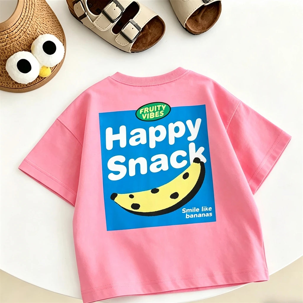 Summer Clothes Cartoon Printed TShirt Short-sleeved Tops Simple All-match Base Shirt Girls Boys Lovely Funny Clothing Printed T