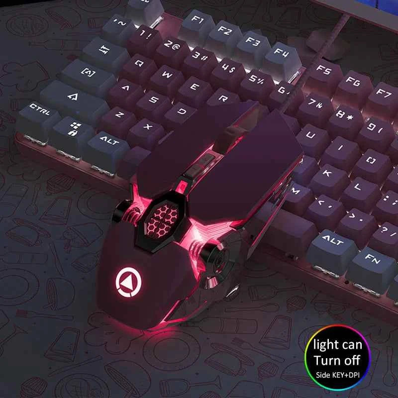 Ergonomic Wired Gaming Mouse RGB Mute Mouse LED Backlit 3200dpi 6 Button USB Mechanical Mause for PC Laptop Computer Gamer
