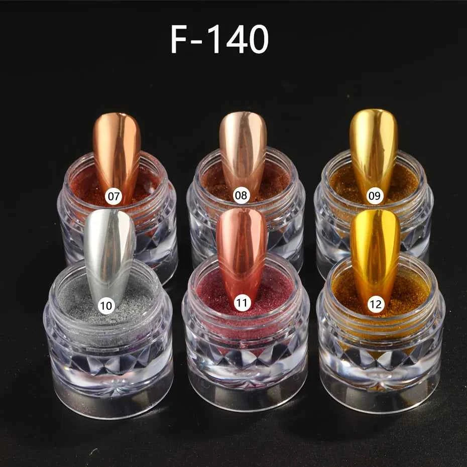 Silver Color Metal Nail Powder Set, Ideal for Shiny Effect, Metallic Glossy Finish, Smooth Application