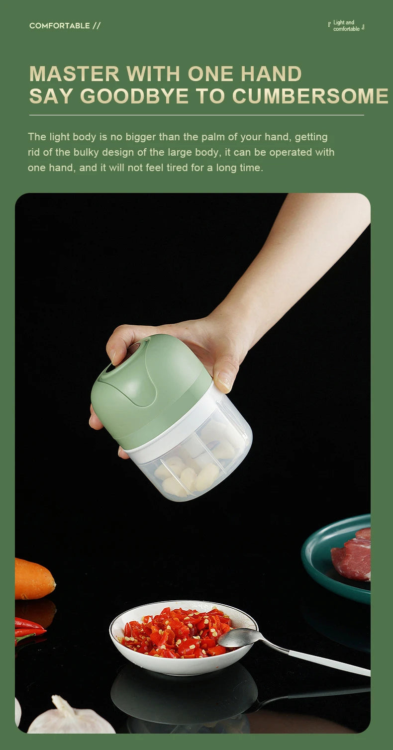 Electric Garlic Masher Crusher Cutter Meat Mincer Food Chopping Vegetable Chopper Kitchen Tools Grinder Pepper Chili Machine
