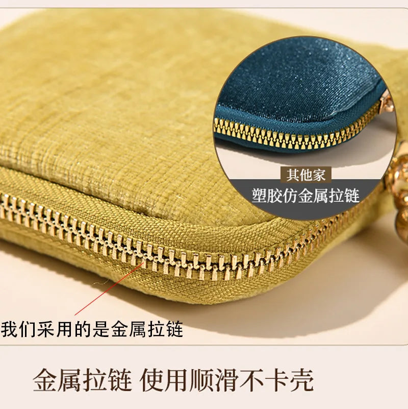 Tassel Jewelry Organizer Bag Portable Travel Case with Metal Zipper for Bracelets Jade Bangles Necklaces Rings Storage Pouch