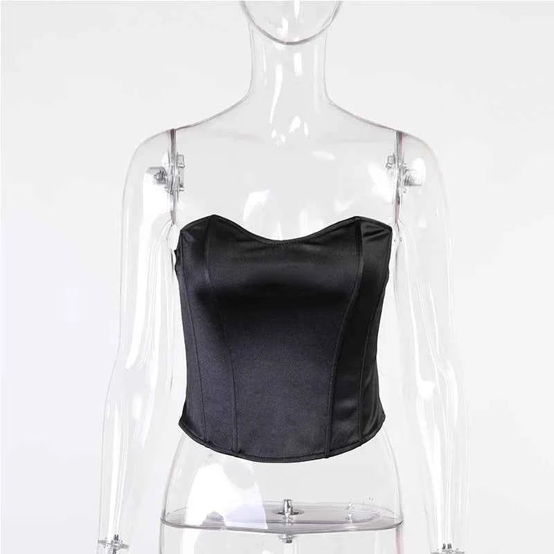 Sexy Women Tube Tops Solid Sleeveless Slim Skinny Corset Cropped Top 2024 Summer Casual Elegant Female Strapless Vest