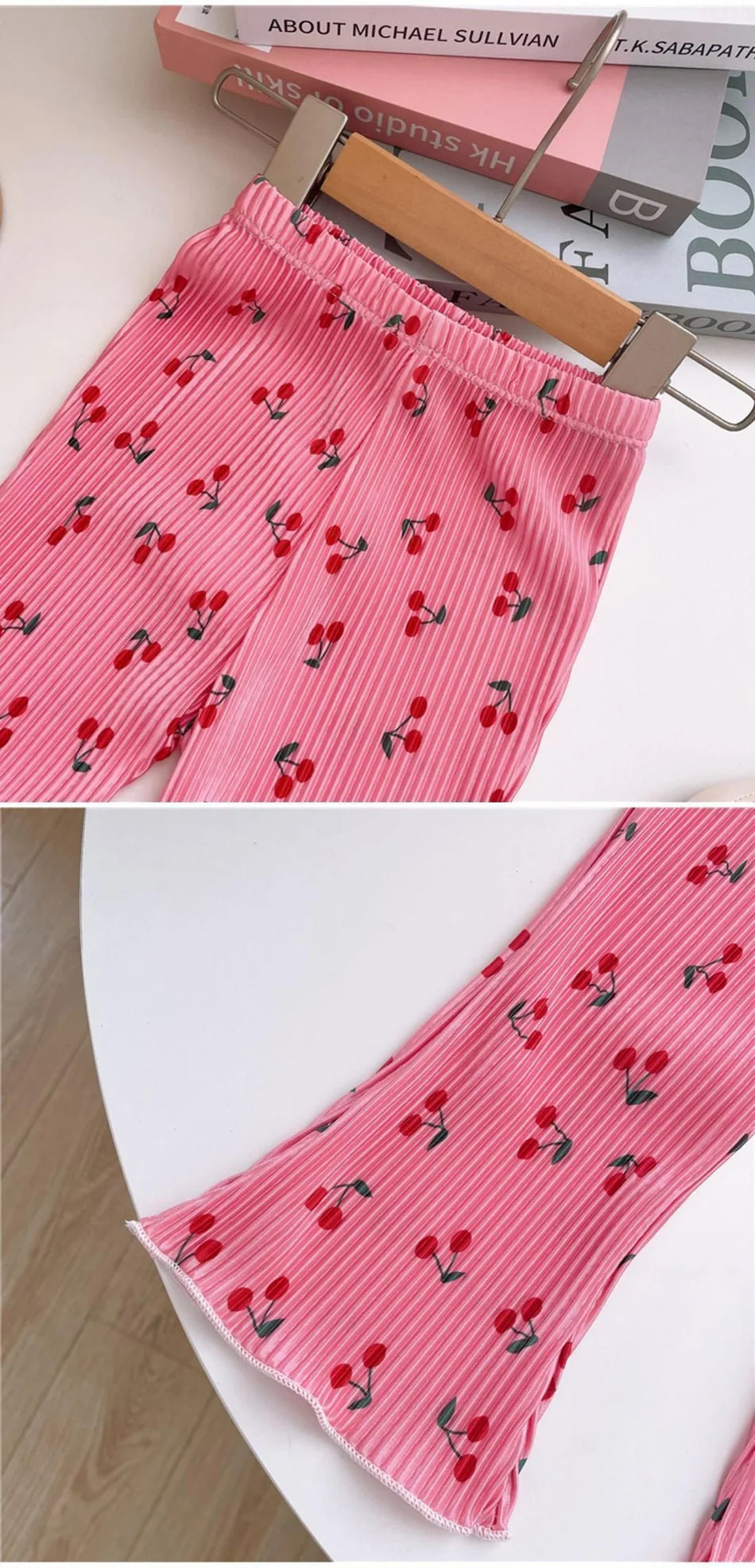 Summer Girls Floral Polka Dot Flared Pants Ice Silk Thin Fashion Outdoor Activities Children Pants Kids Everyday Versatil Pants