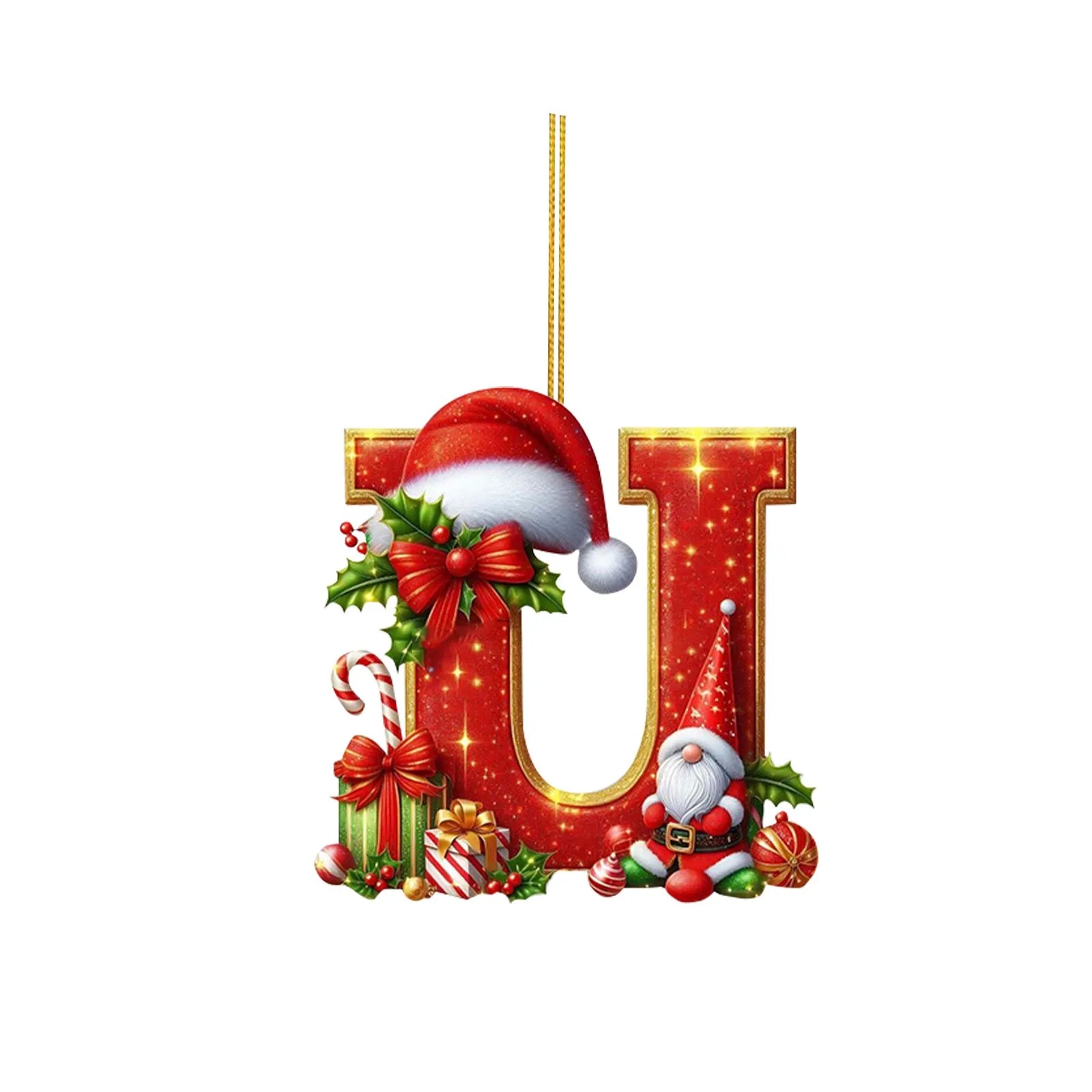 2D Home Decorations Ornaments 26 Letter Pendant For Christmas Tree Decor Christmas Ornaments Acrylic Flat Christmas Tree