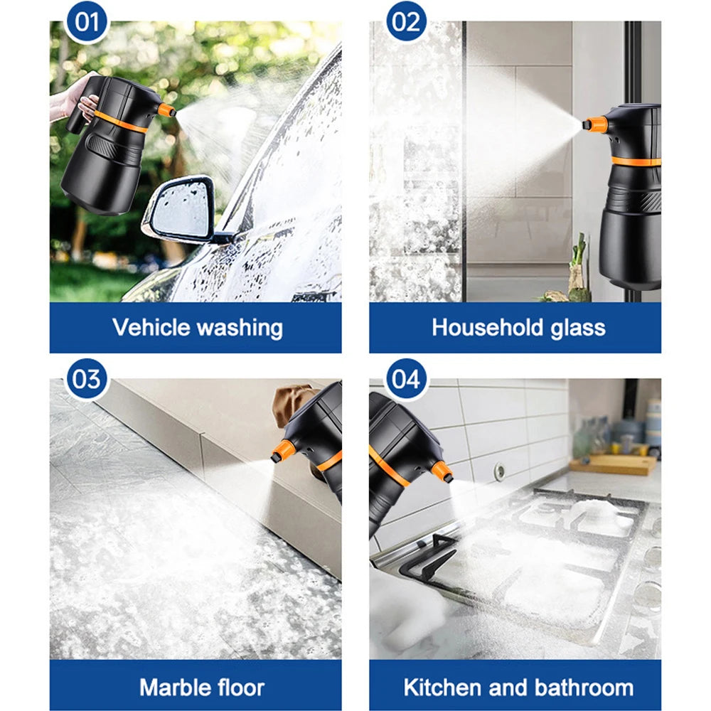 2L Electric Foam Sprayer Car Wash Clean Detailing Snow Cannon High Pressure Water Gun Battery Powered for Car Wash Foam Can