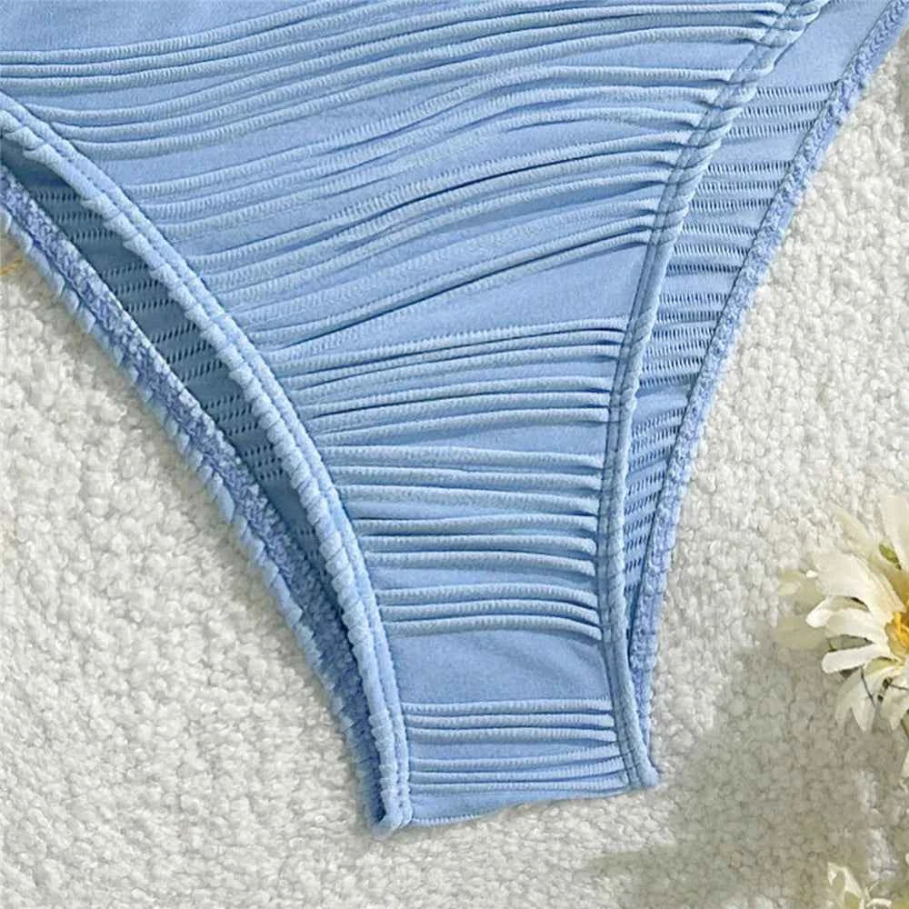 Shell Starfish Edge Bandeau Bikinis Sets Yellow Texture Solid Swimwears Sexy Swimsuit Women 2026 Lace-up Bathing Suit Bikini