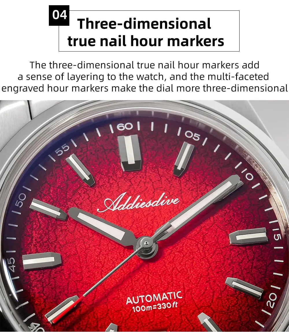 ADDIESDIVE Automatic Watch for Men Dress Mechanical Wristwatch Waterproof 100M Stainless Steel Luxury NH35 Automatic Watches Man