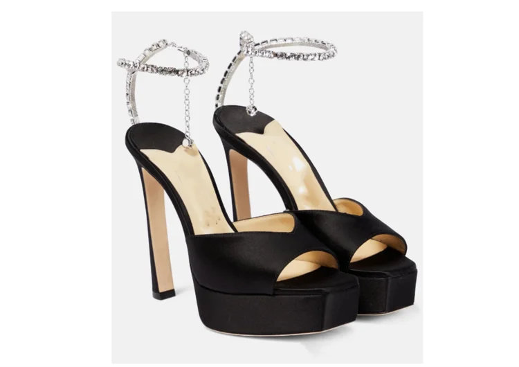 Colorful Chain Water Diamond Sandals Brand Walk Show Fish Mouth Evening Dress Elegant High Heels 2023 New Pendant Women's Shoes