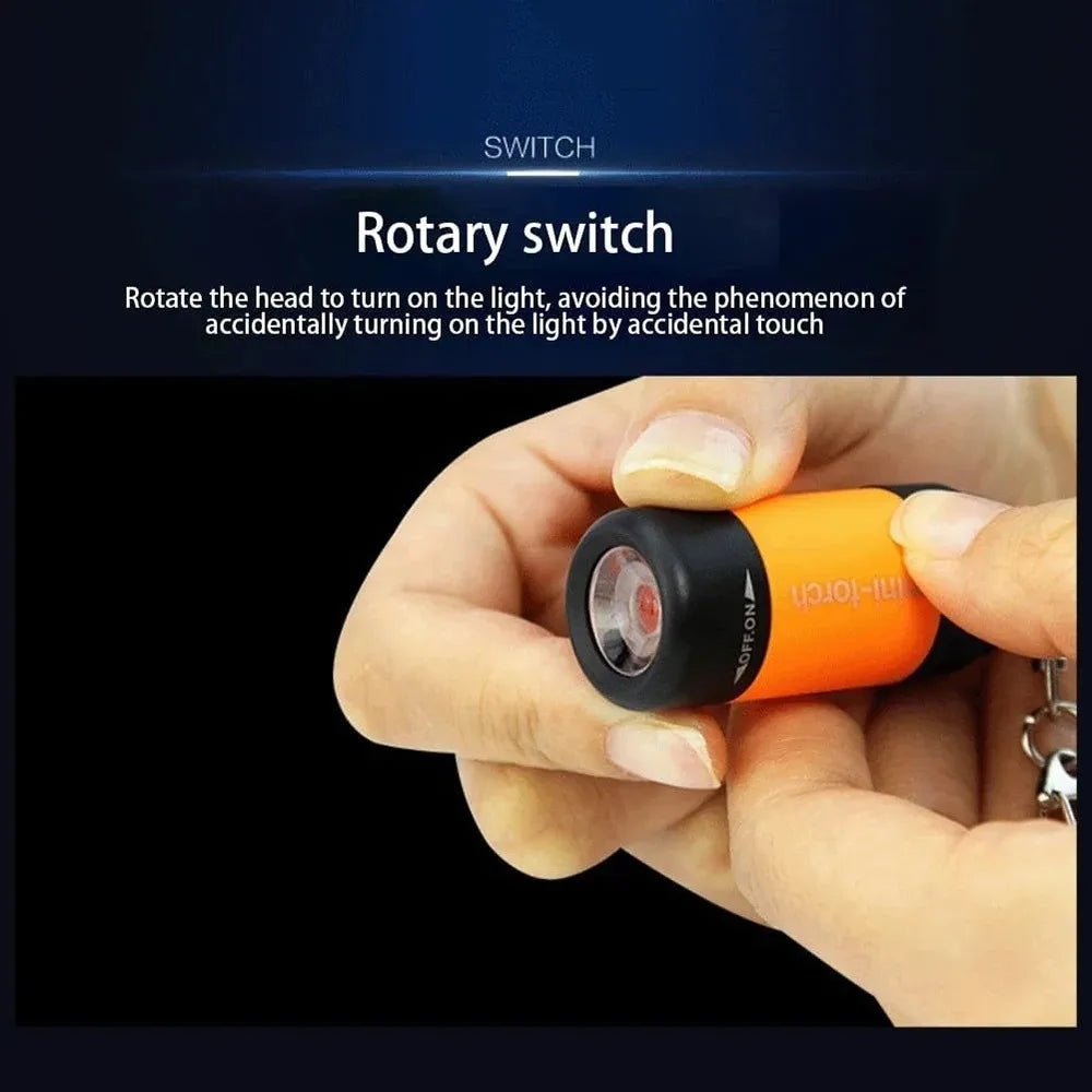 USB Rechargeable LED Pocket Keychain Flashlight Multifunctional Strong Light Waterproof for Outdoor Hiking Camping Mini