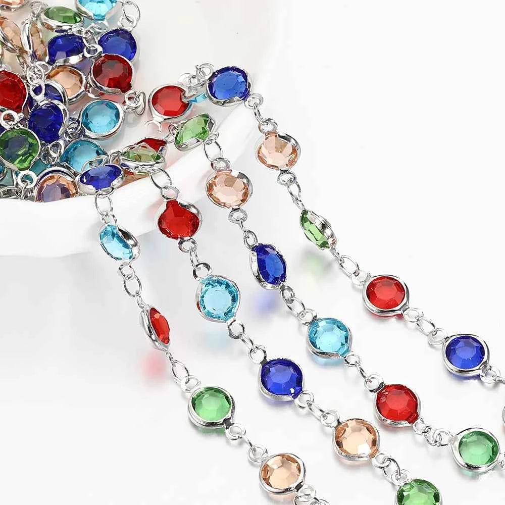 1 Meter/lot Irregular Stone Beads Copper Chain with 4MM Pearls Beads Links for DIY Jewelry Necklace Bracelet Pendant Accessories