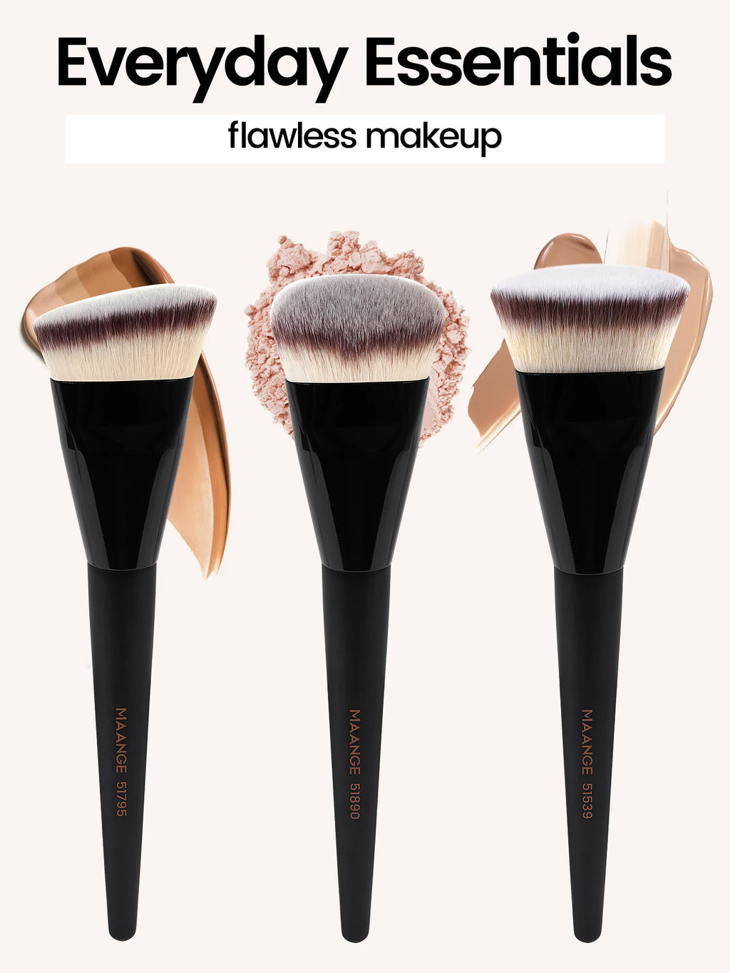 MAANGE 3pcs Makeup Brush Set Angle Round Flat Head Foundation Brush Soft Bristle With Box Skin-friendly Makeup Tool for Beauty