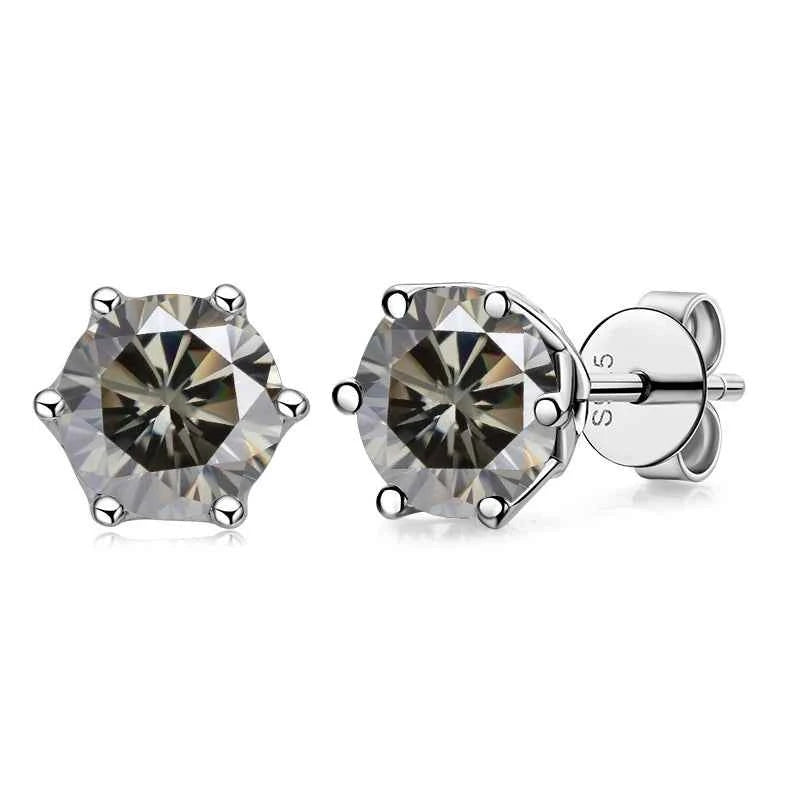 JoyceJelly 1/2/4CT VVS D Color Moissanite Russian Cut 8H8A Lab Diamond Stud Earrings For Women S925 Sterling Silver Fine Jewelry