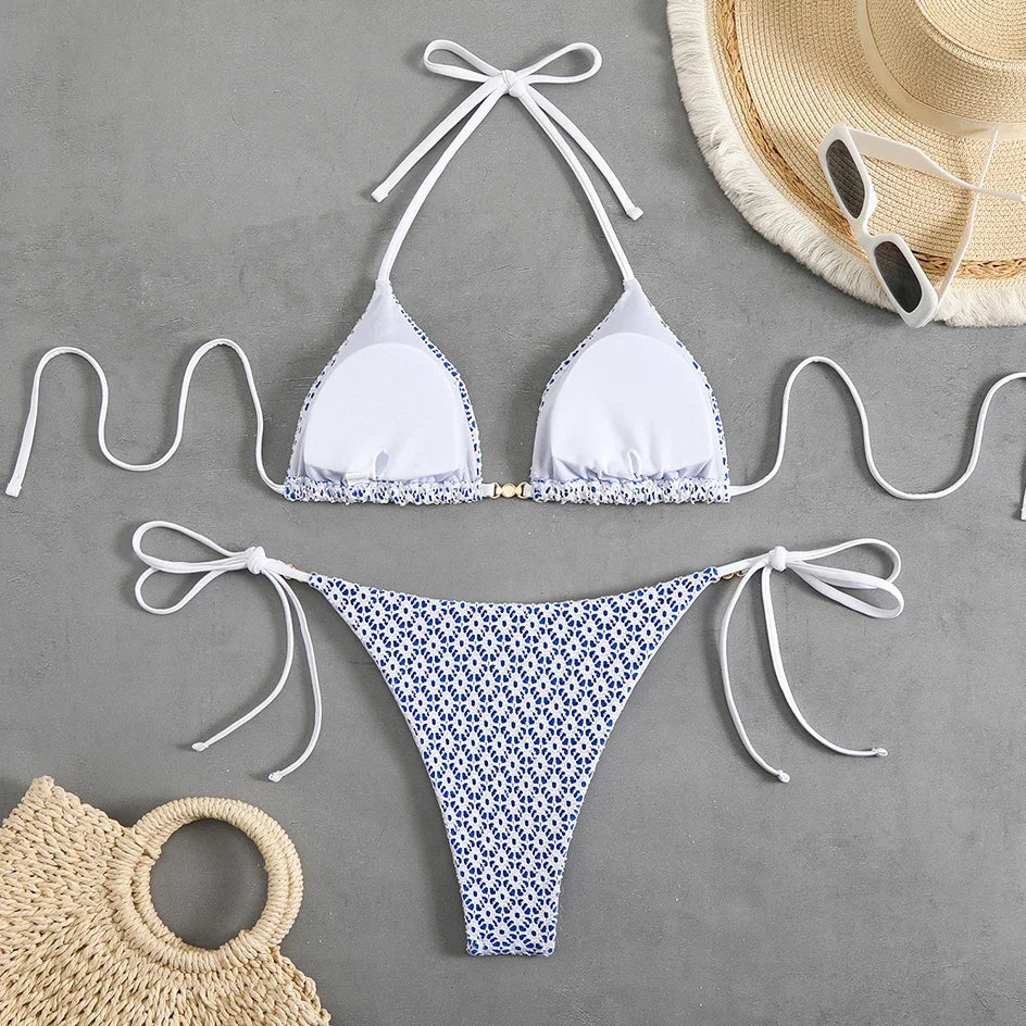Sexy Micro Bikini 2025 Women Chain Swimsuit Female Swimwear Thong Bikinis Sets Brazilian Bathing Suit Beach Wear Lace Up Biquini