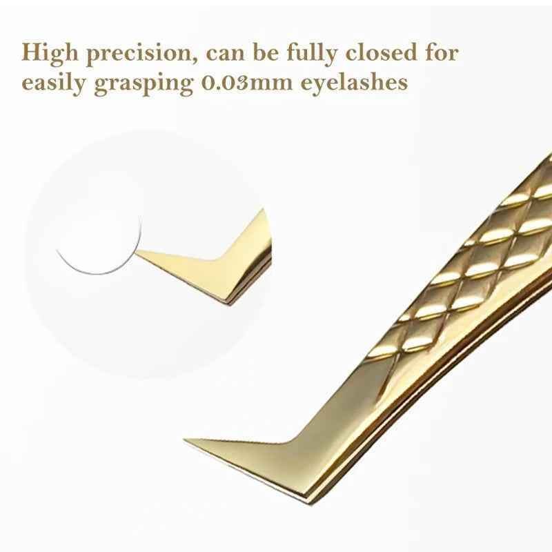 DIYDAY Anti-slip Eyelash Extension Tweezers Stainless Steel Fiber Tip Lashe Tweezer Precision Makeup Tool for Professional Use