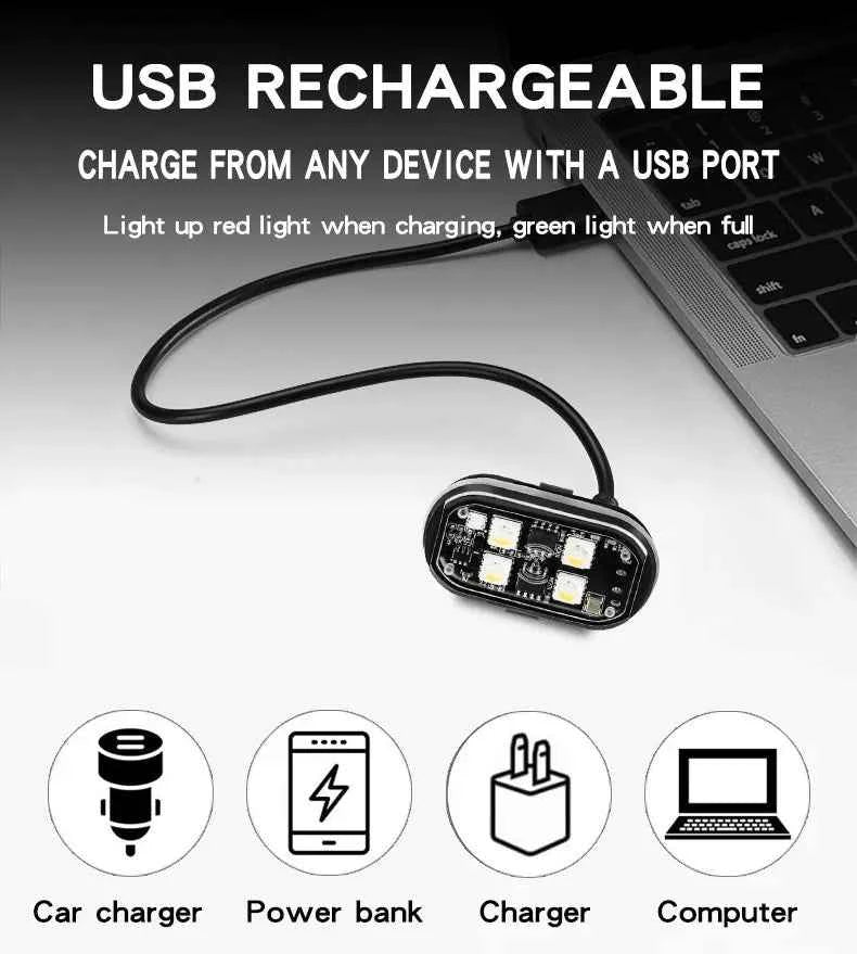 1/2/4pcs Wireless LED Strobe Lights Car Decor Atmosphere Light 8 Colors Rechargeable Led Lights Anti-Collision LED Warning Light