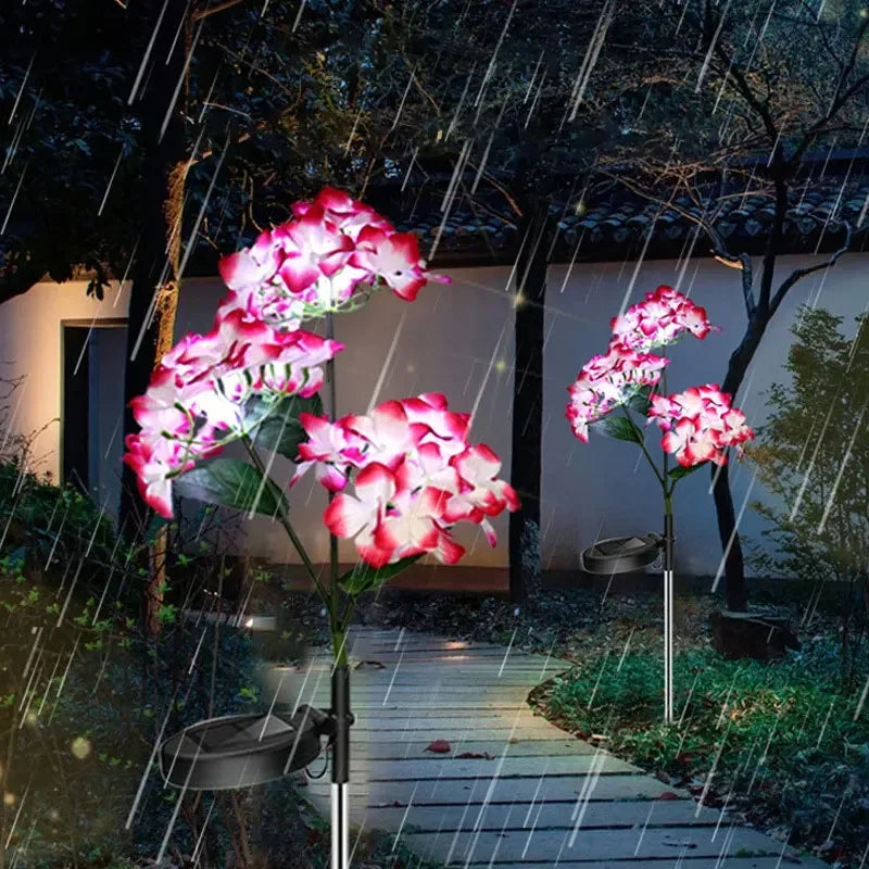 Solar Lights Outdoor Garden Light Waterproof Solar Garden Lights with Hydrangea Flower Lights LED Solar Powered Landscape Lights
