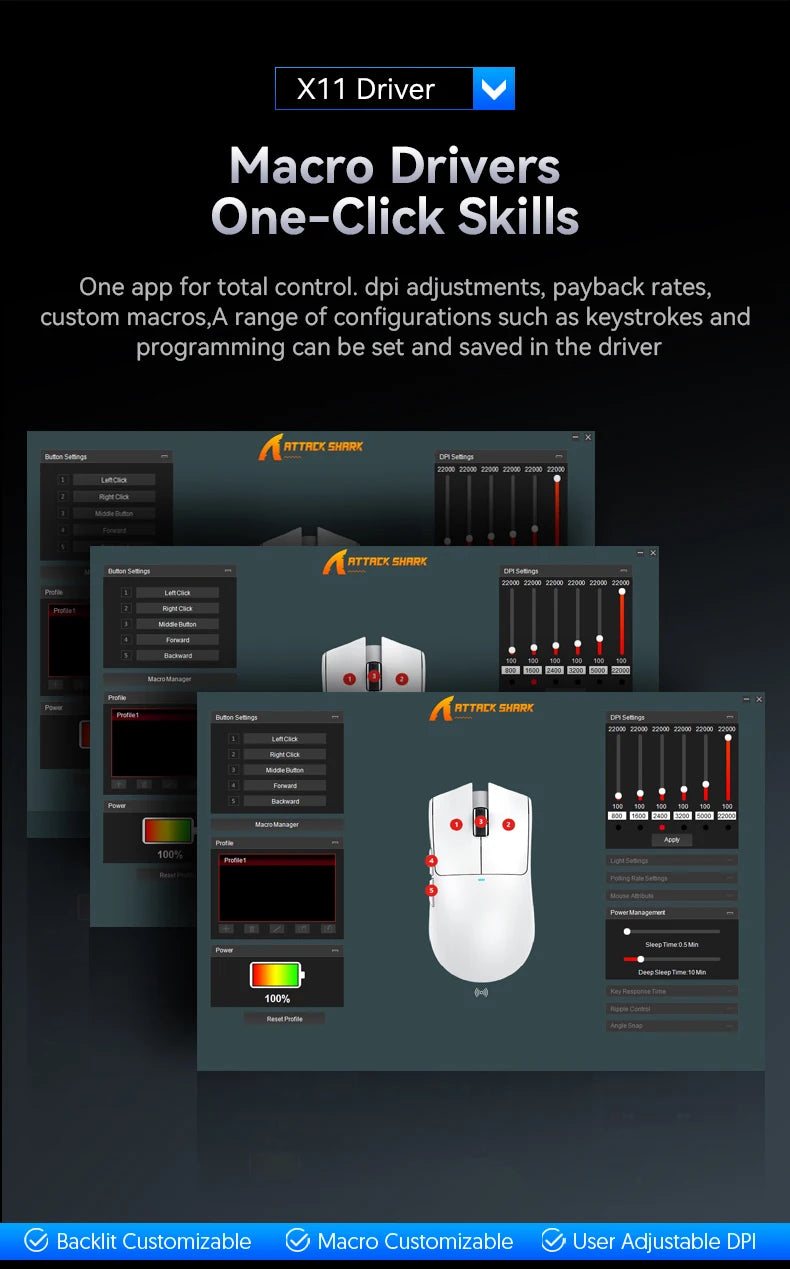 Attack Shark X11 & X11se Wireless Gaming Mouse,Bluetooth Tri-Mode Connection, PixArt PAW3311,Touch Magnetic Charging Base