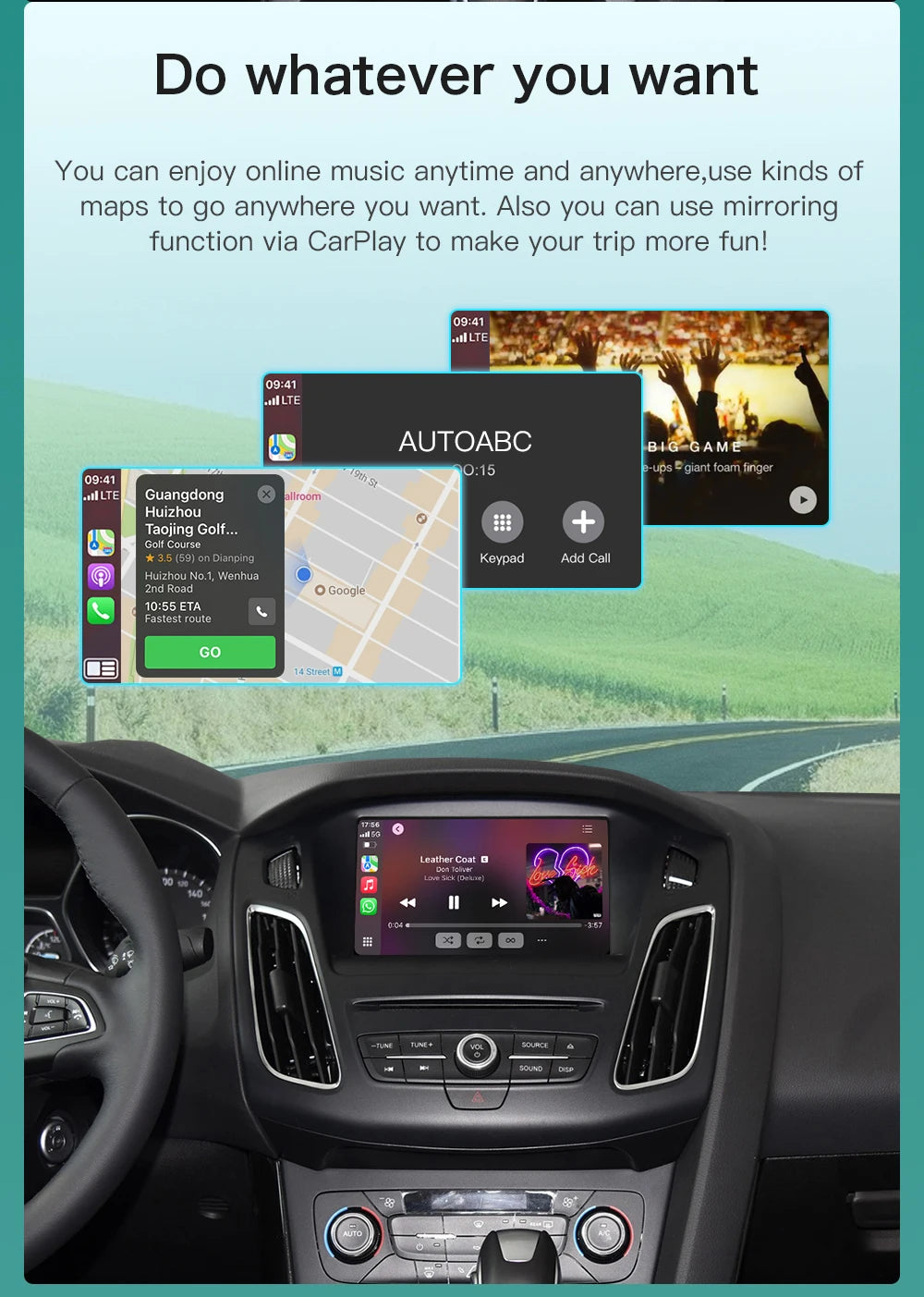 AUTOABC Wireless CarPlay For Ford Sync2 2011-2016 Explorer Focus Fiesta C-max Edge F150 Fusion Taurus With Android Auto AirPlay