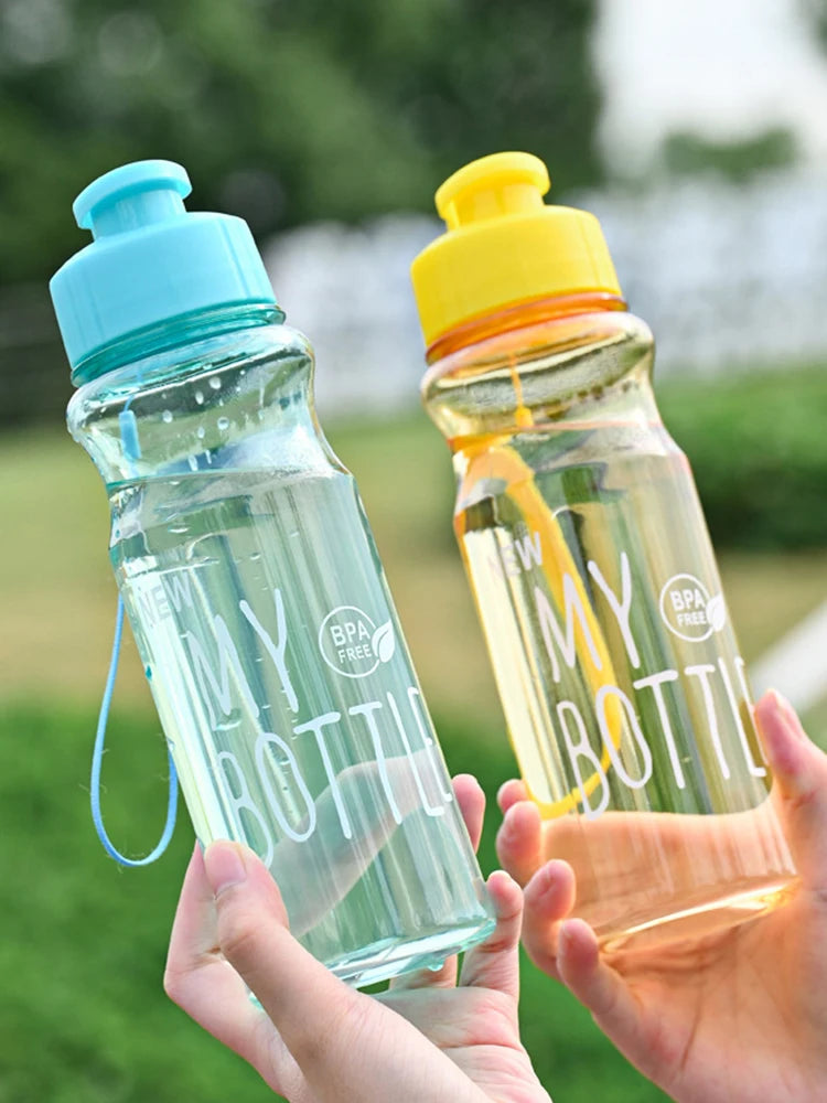 550ml Portable Plastic Water Bottle, Transparent Water Cup, Clamshell With Rope Design, Suitable For Fitness, Office, Outdoor