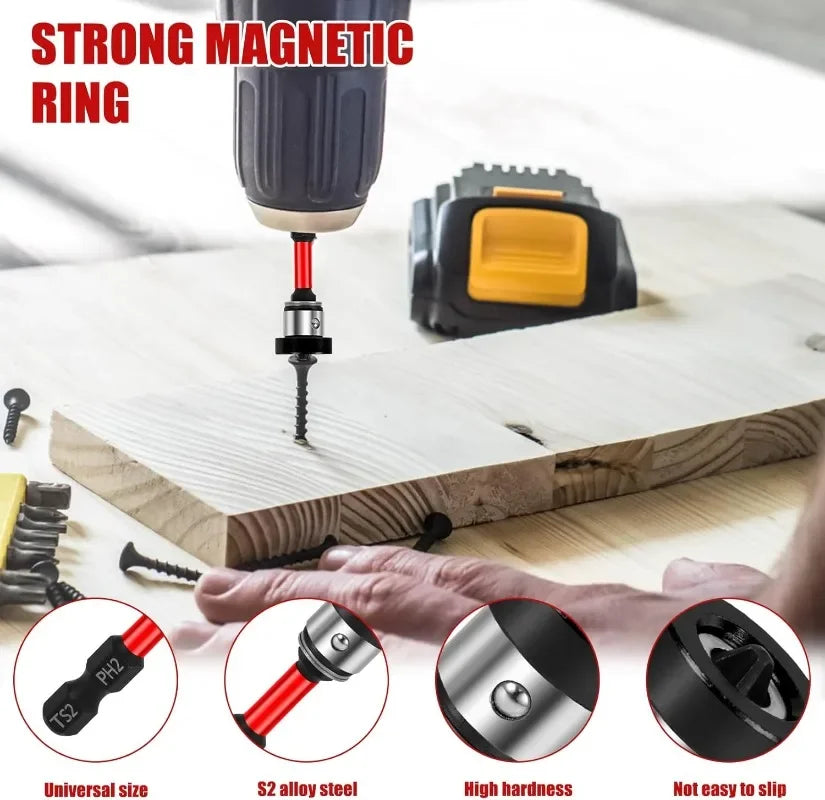 Magnetic Positioning Screwdriver Bits S2 Drywall Screw for Plasterboard Gypsum Board Locating Bit Batch Head Drilling Tools