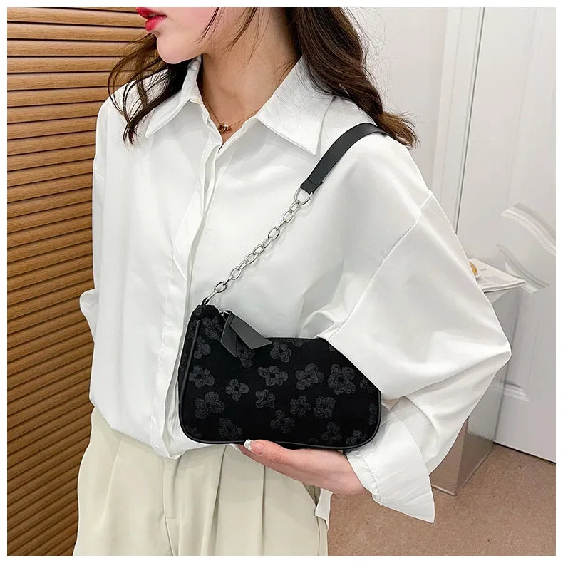 2025 New Fashion Felt Shoulder Bags for Women Small Casual Underarm Bag Female Hand Crossbody Bags for Women Purses and Handbags