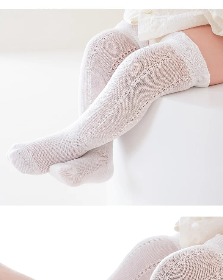 Baby Hollow Out Long Socks Breathable Mesh Cotton Boneless Knee High Sock Summer Thin Newborn Socks For Girls Boys 0-2Years Old