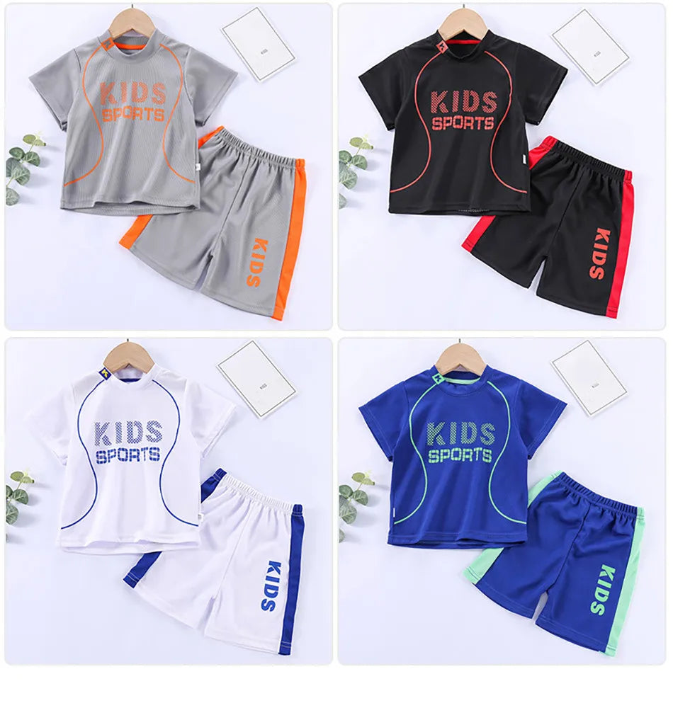 Baby T Shirt Shorts Boy Girl Summer Quick Drying Tops Bottoms Kids 2 Pcs Clothing Set Children Sleepwear Football Sport Clothes