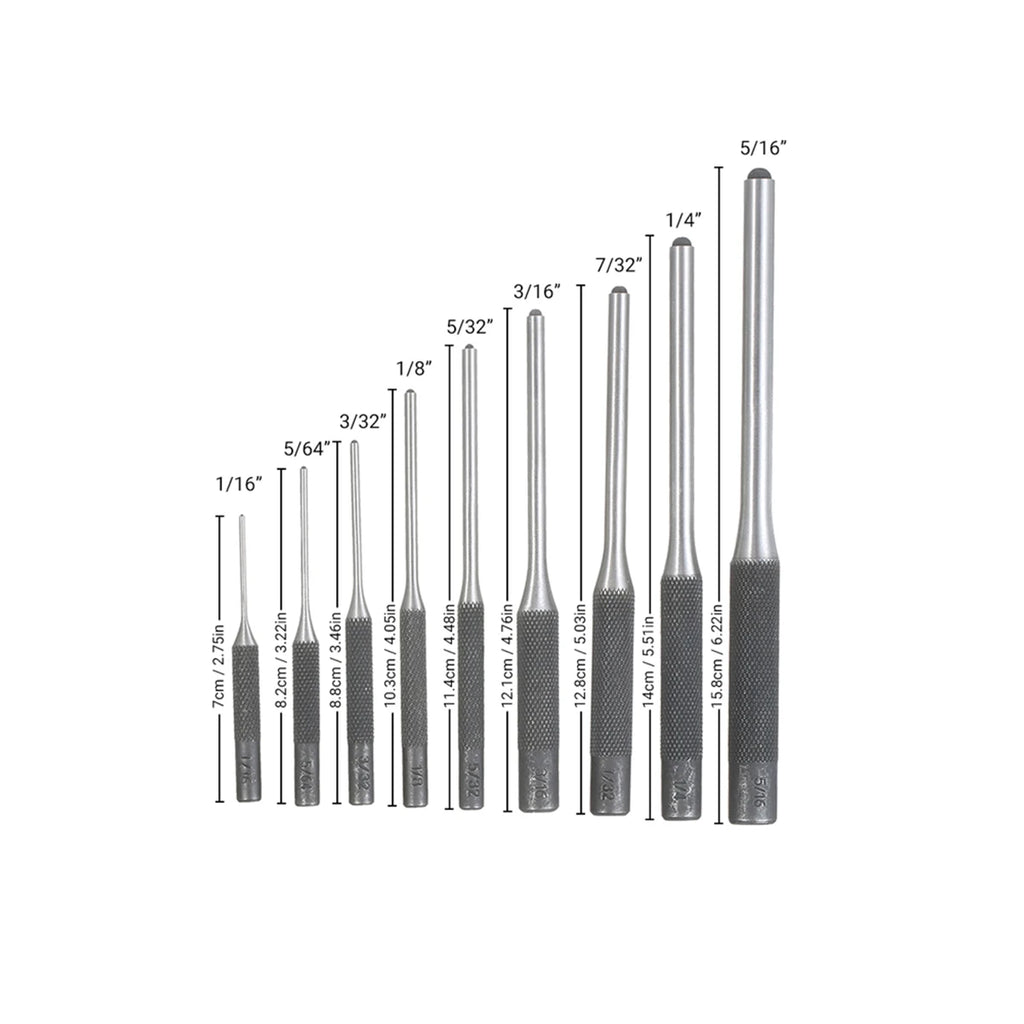 9 Pieces Roll Pin Punch Set Steel Punches Hand Pin Removing Tool with Carrying Case for Jewelers Watchmakers Carpenters