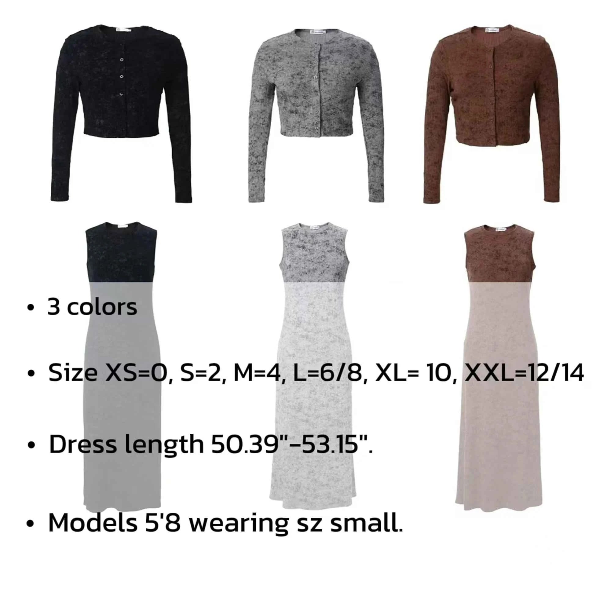 AP SS2025 New Women Dress Rib Tie Dye Cardigan and Dress Cotton Soft