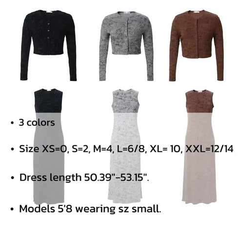 AP SS2025 New Women Dress Rib Tie Dye Cardigan and Dress Cotton Soft