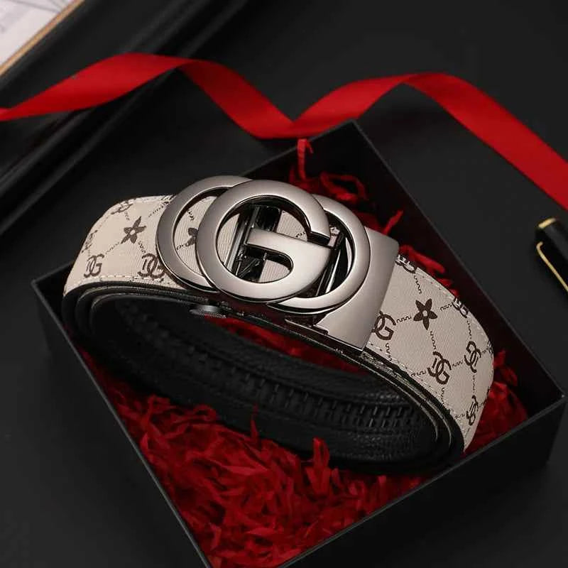 Men belt Genuine Leather Belt Metal Alloy Automatic Buckle Brand Luxury Design Waist Belts for Men Strap Male