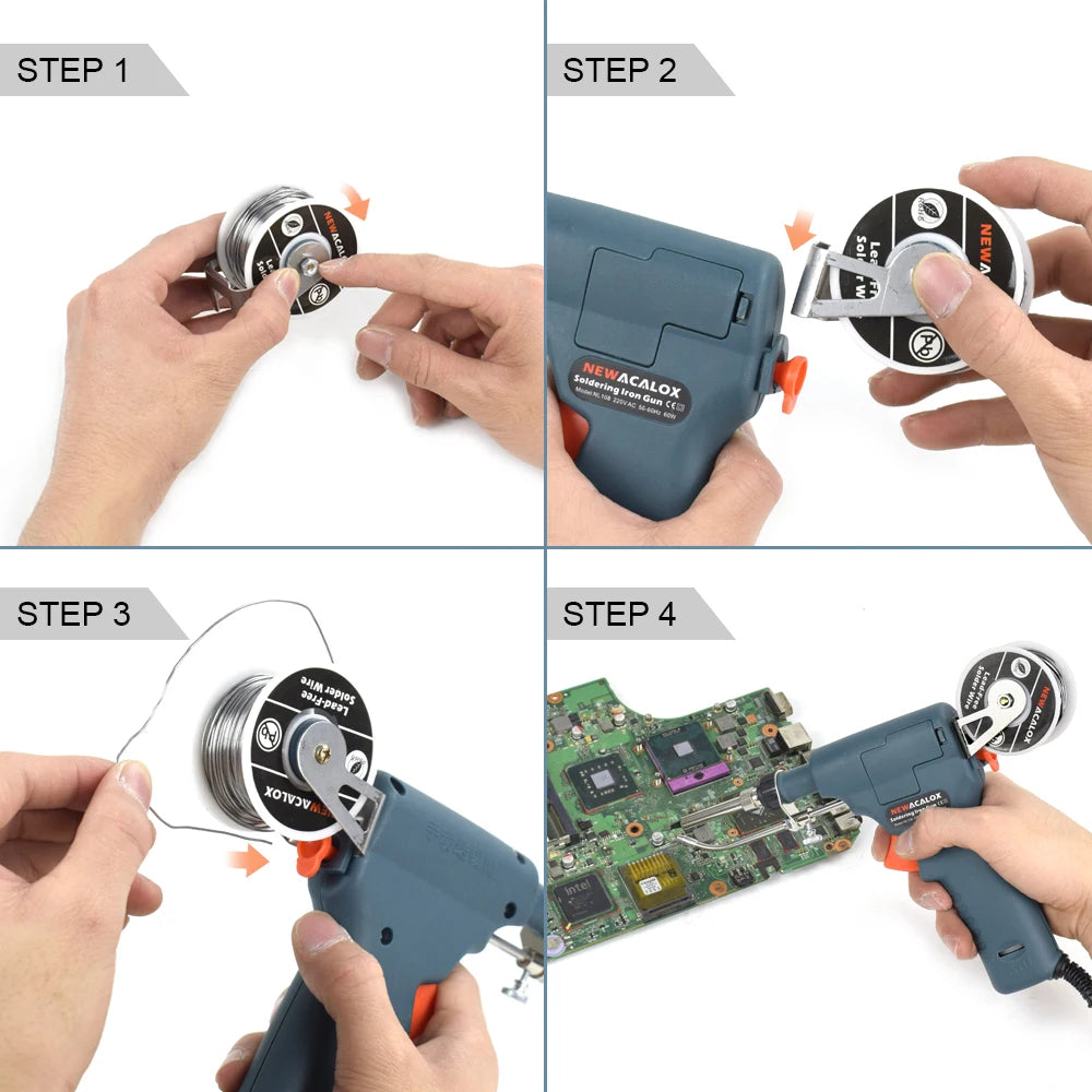 NEWACALOX Soldering Iron Kit Industrial Automatic Solder Feeding with Temp Adjust, 60W Soldering Gun with 50g Soldering Wires