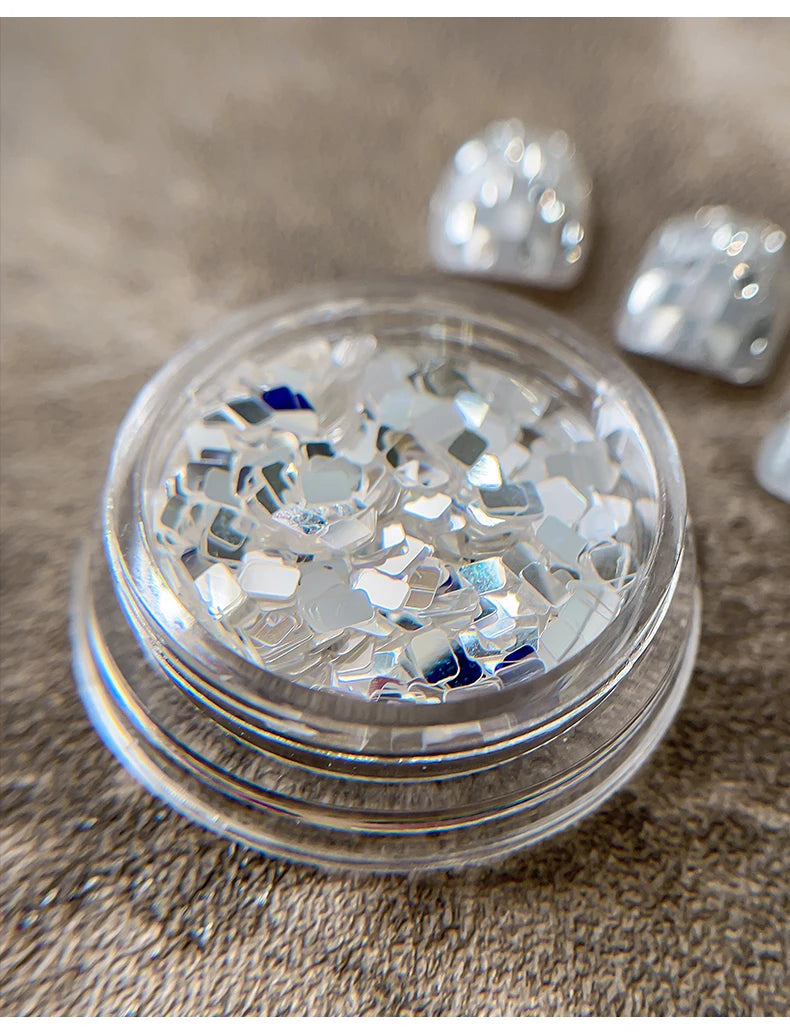 Square silver glitter nail accessories boxed, simple and sparkling, light luxury style, wholesale of wearable nail decorations