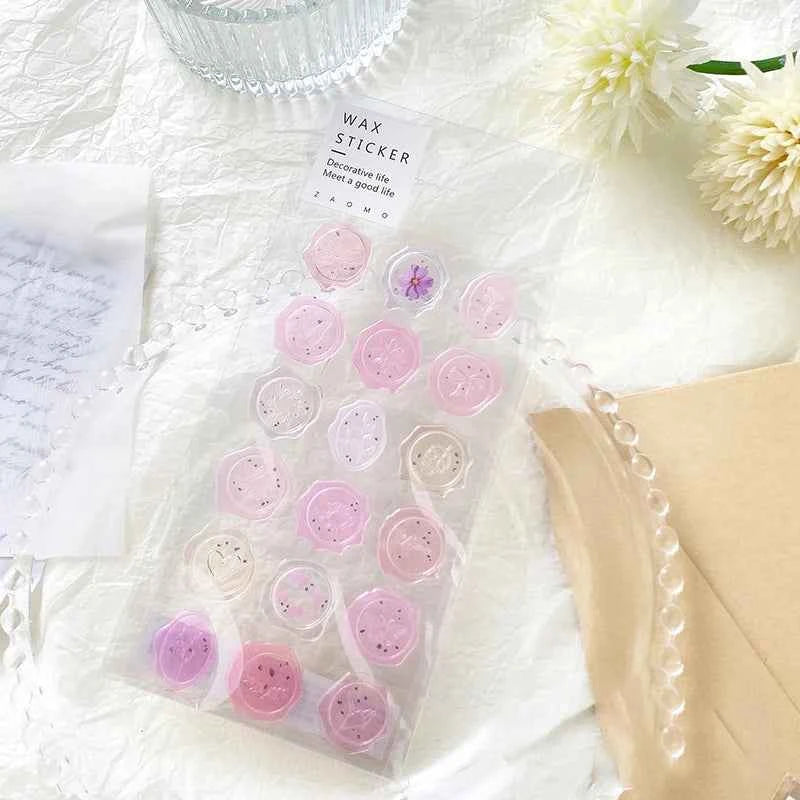 18pcs, Vintage Wax Seal Stamp Stickers, DIY Scrapbooking Journal Planner Decorations Stationery Envelope Sealing Tags