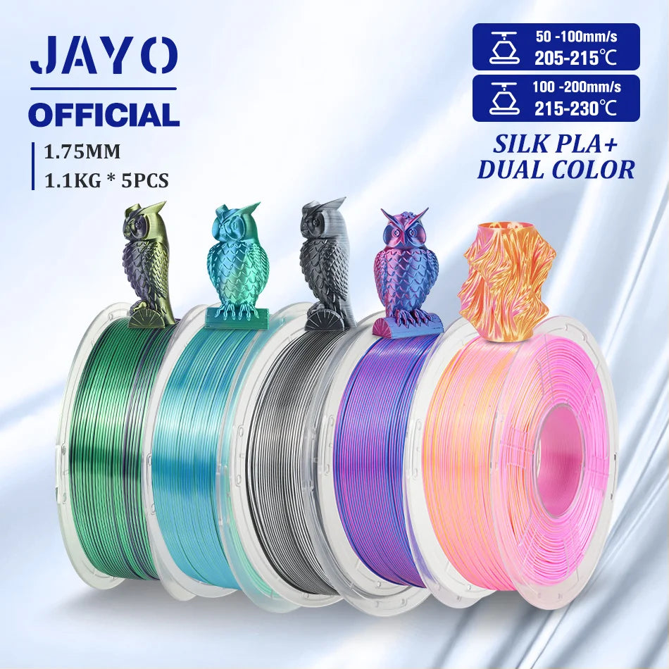 JAYO SILK PLA Filament 1.75mm Dual Colors 3D Printer Filament Coextrusion Silk Triple Color 3D Filament Shiny Multicolor Change