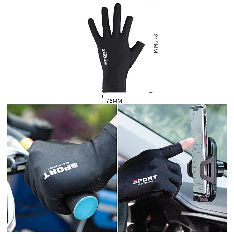Ice Silk Halffinger Cycling Gloves for Men and Women Outdoor Sports Fitness Driving Fishing Highelastic Comfortable