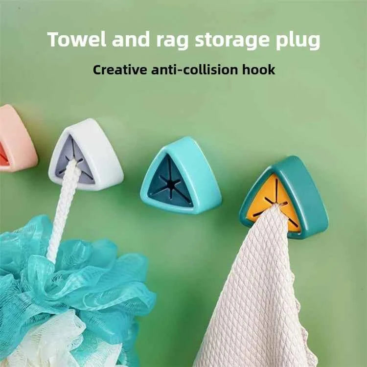 Towel Plug Holder Self Adhesive Wall Mounted Bathroom Hook Storage Rack Waterproof Kitchen Rag Dishcloth Clip Organizer Hooks