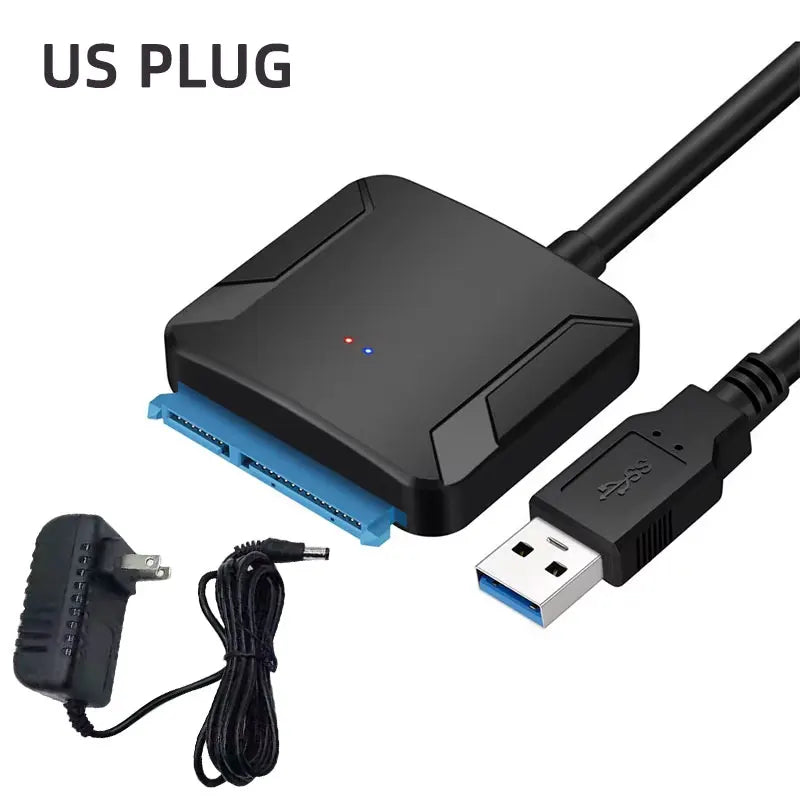 TEUCER SATA to USB 3.0 Cable USB to SATA Hard Drive Adapter Converter for 2.5" 3.5" SSD HDD Hard Drive Disk with Power Adapter