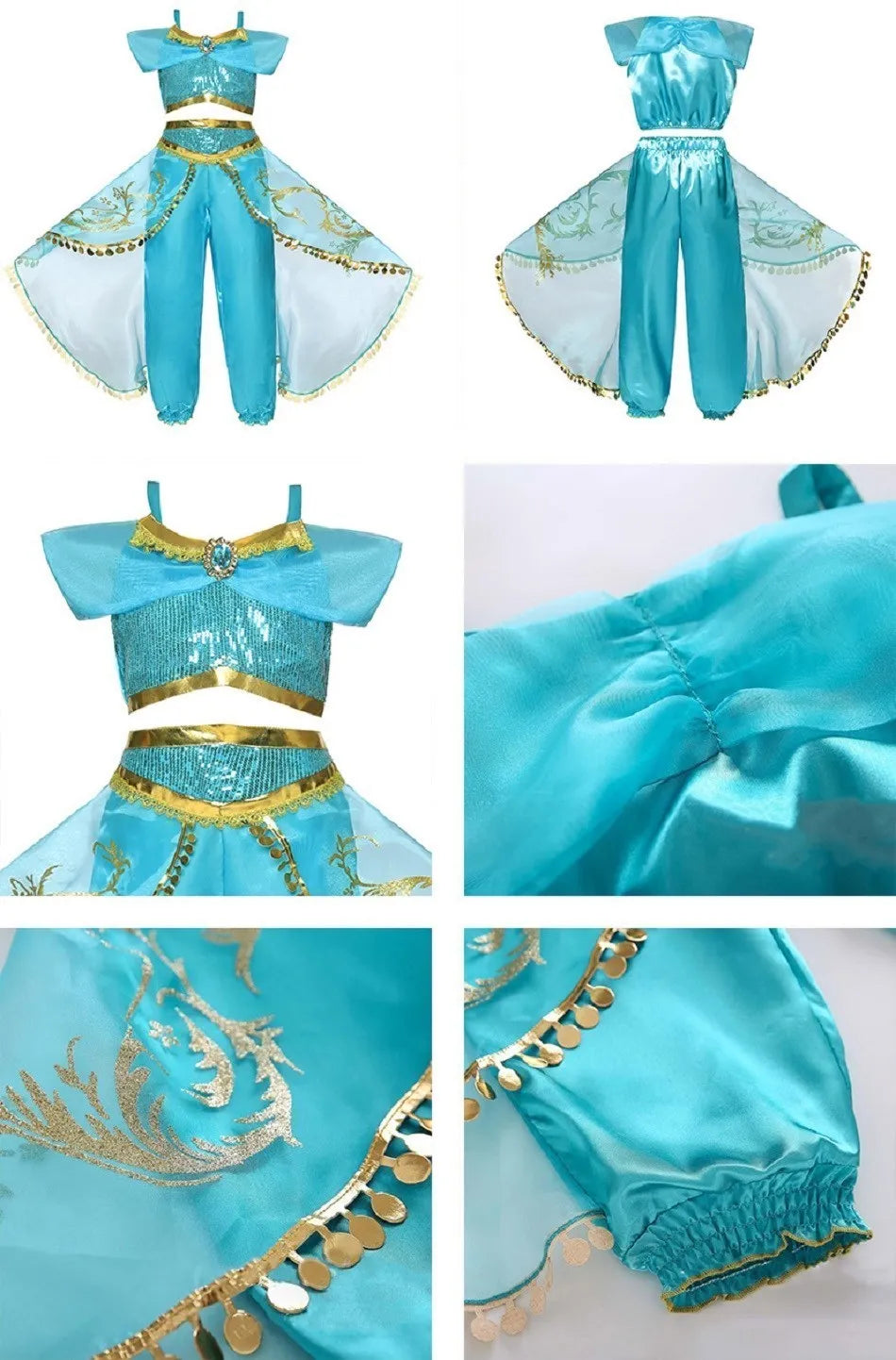 Girl Princess Cinderella Dress Elsa Anna Mermaid Jasmine Belle Snow White Costume Girls Birthday Party Halloween Dress 2-10 Year