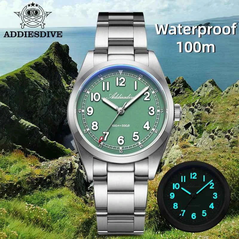 ADDIESDIVE Top Brand Mens Quartz Watch Sapphire Crystal  BGW9 Luminous Waterproof 100m Waterproof Vintage Watches NEW Ultra-thin
