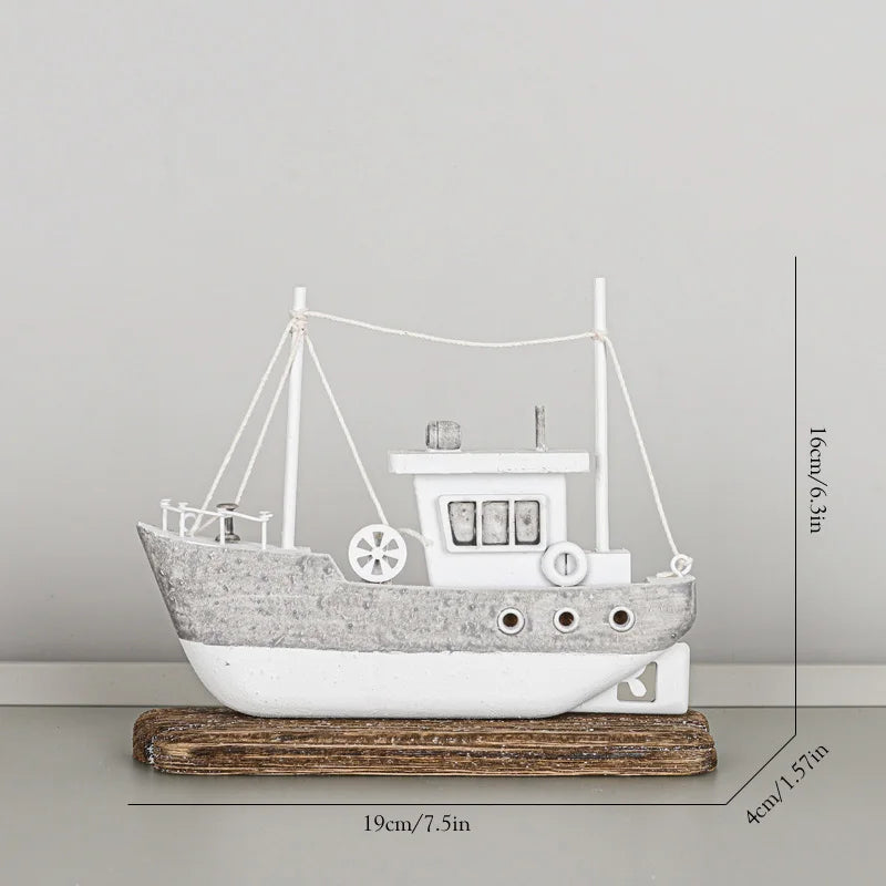 Mediterranean Style Home Decoration Figurines Desktop Ornaments Ocean Wooden Lighthouse Model Wood Ship Crafts Wall Decor Plaque