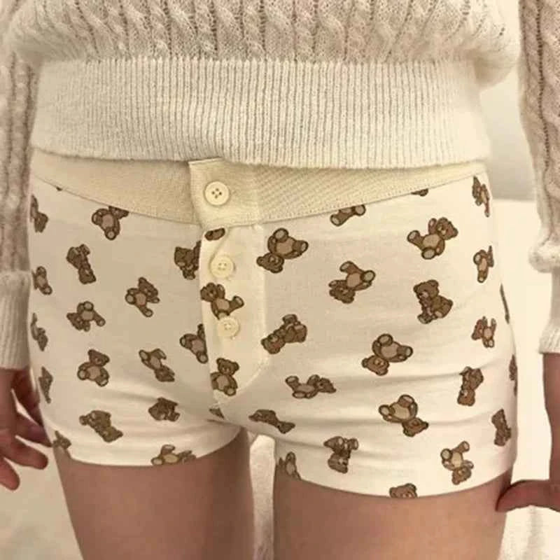 00s Retro Cute Patterm Boyshorts Fairy Y2K Cottage Low Waist Button Comfy Undies Sweatshorts Women Pajamas Shorts Lounge Bottom