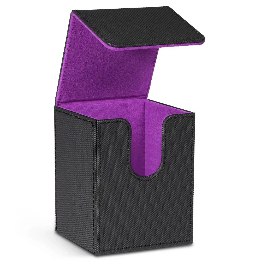Card Deck Box,Card Storage Box holds 100+ Single Sleeved Cards, PU Leather Magnetic Closure for Magic cards TCG cards