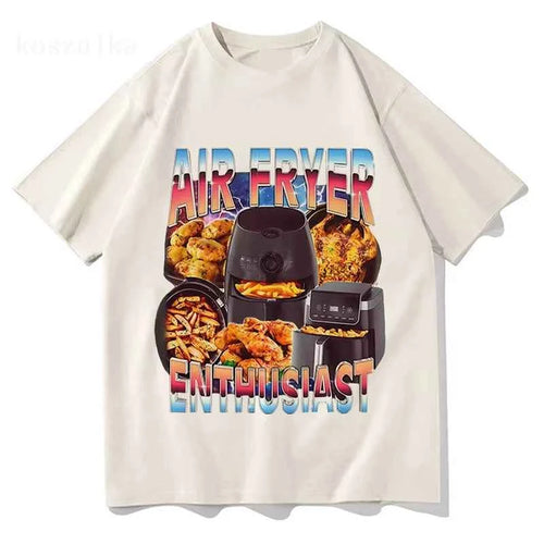 Air Fryer Enthusiast Funny Cooking Meme T-Shirt Men Women Fashion Vintage Short Sleeve T-shirts Cotton Casual T Shirt Streetwear